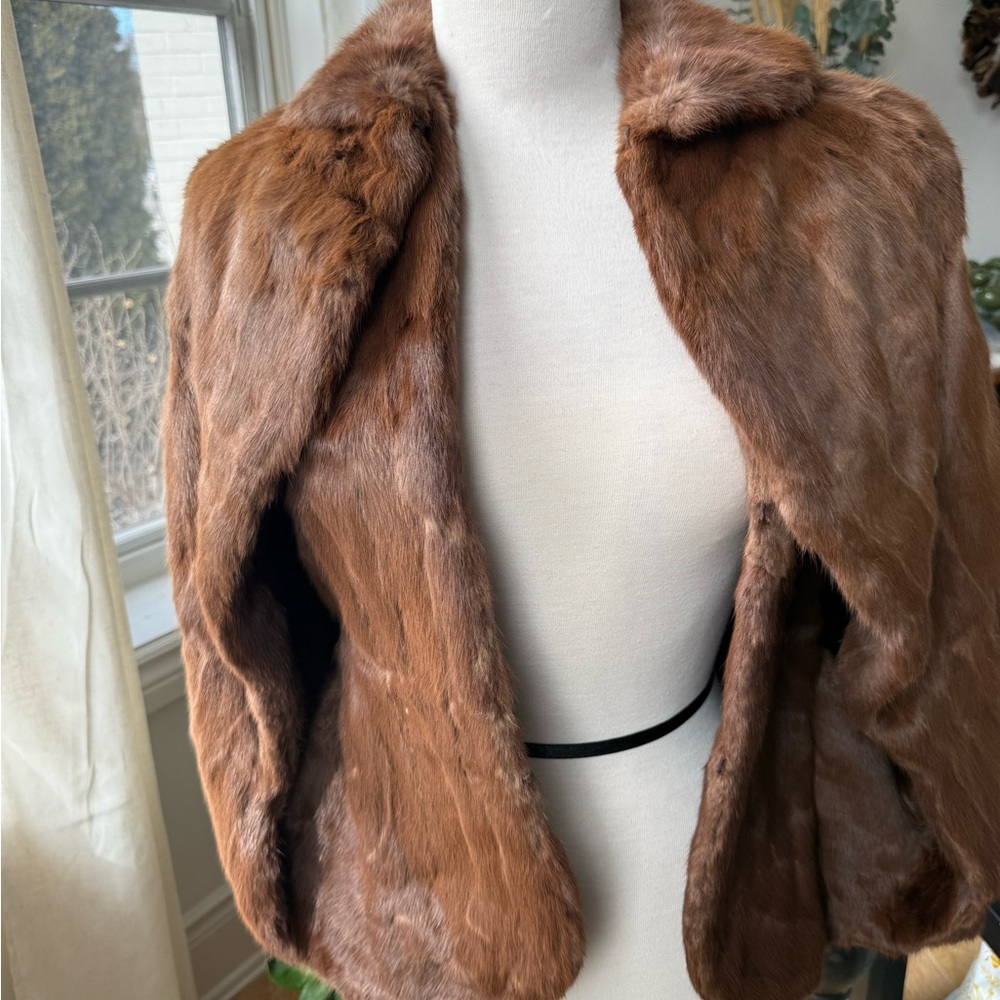 Elegant Brown Real Fur Cape / Stole
